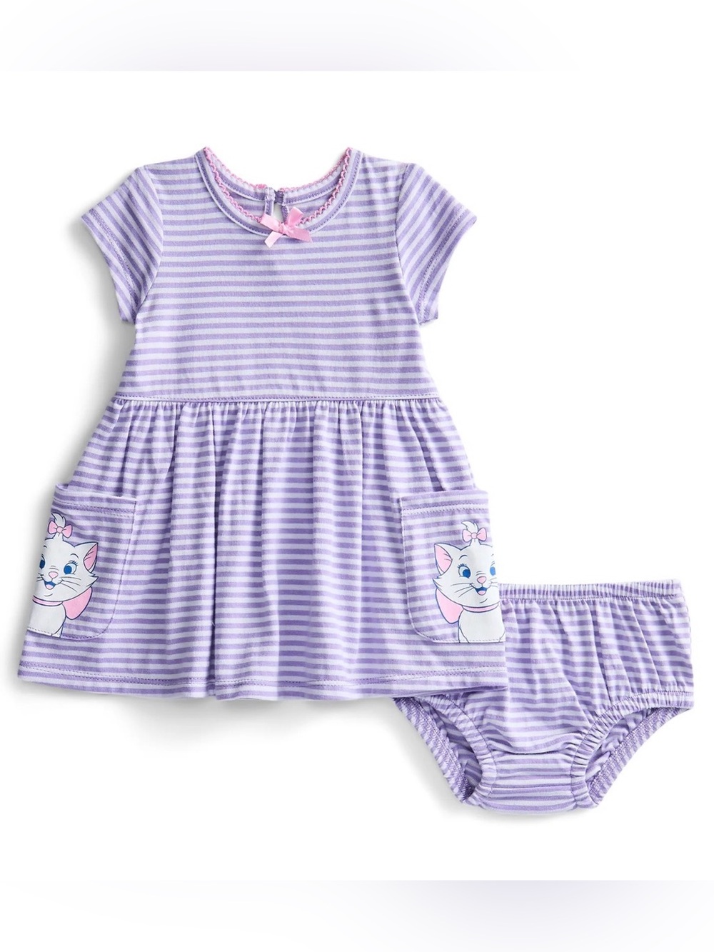 NWT-Disney Baby Disney Classics 3/6M Marie Print Dress & Matching Diaper Cover